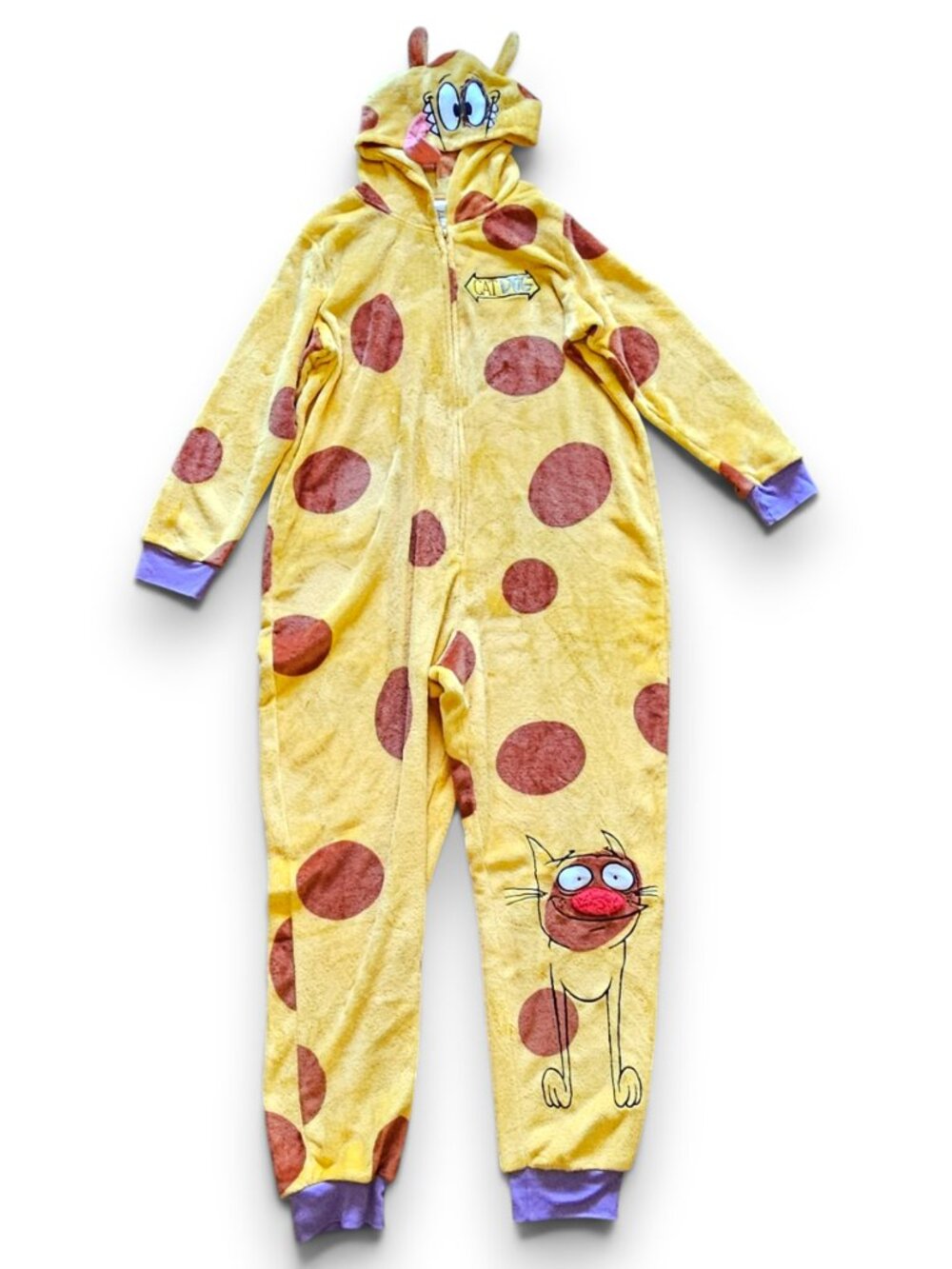 Nickelodeon Viacom CatDog One Piece Hooded Plush Pajamas Costume Size 2X *FLAW